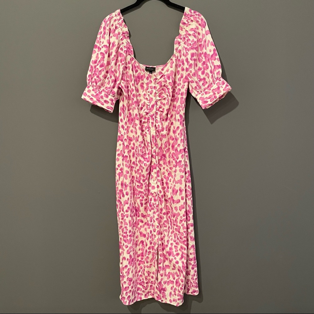Who What Wear Linen Blend Leopard Midi Dress Size Small